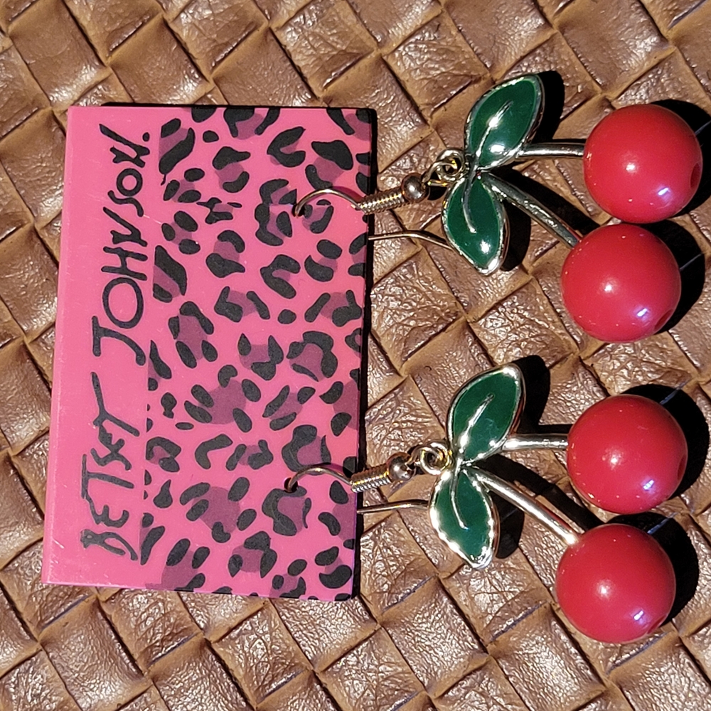 Betsey Johnson Retro Cherry Earrings - Picture 2 of 4